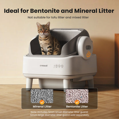 AB01 Automatic Cat Litter Box with 17 Safety Sensors, Open Top Self Cleaning Litter Box for Multiple Cats, Automatic Litter Box White