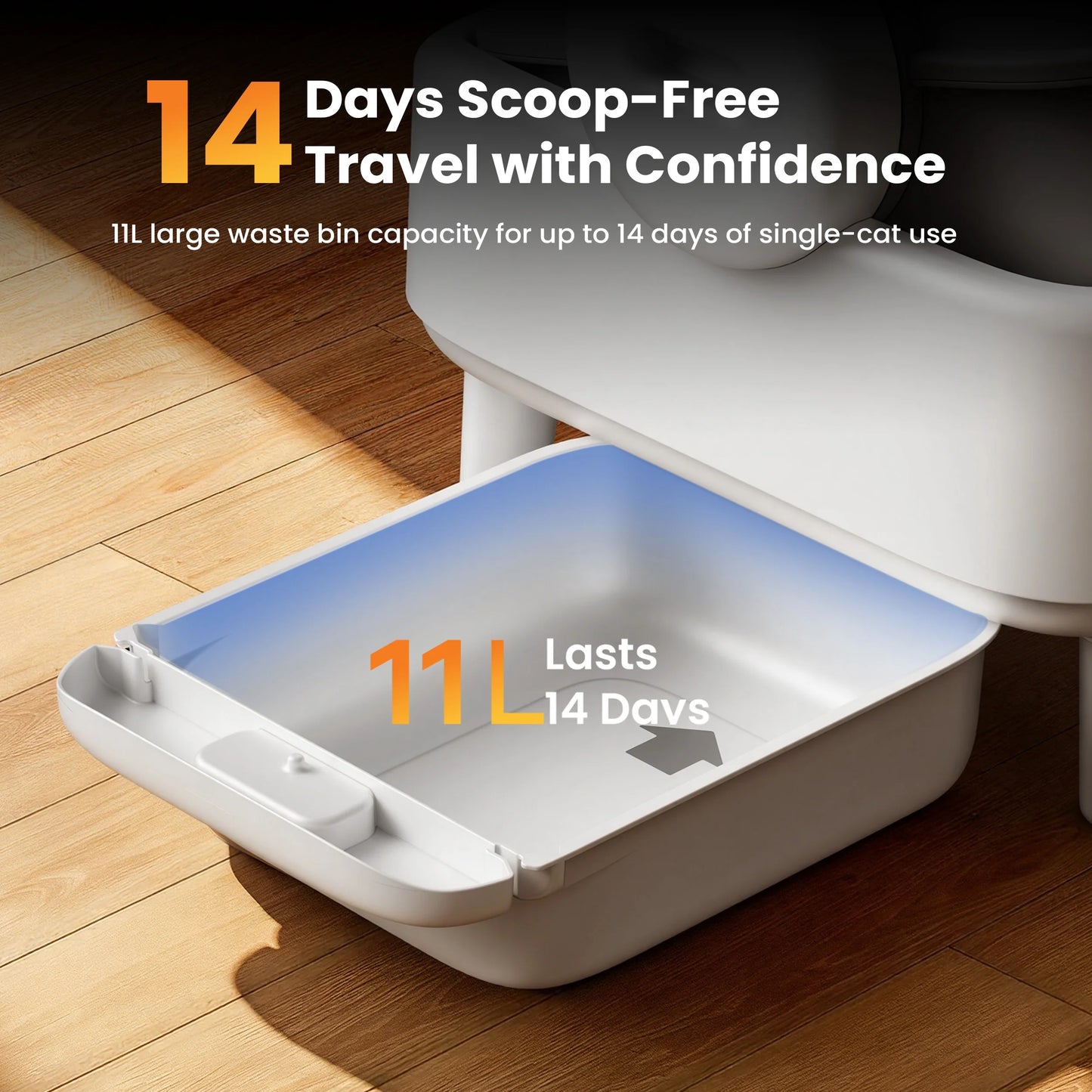 AB01 Automatic Cat Litter Box with 17 Safety Sensors, Open Top Self Cleaning Litter Box for Multiple Cats, Automatic Litter Box White